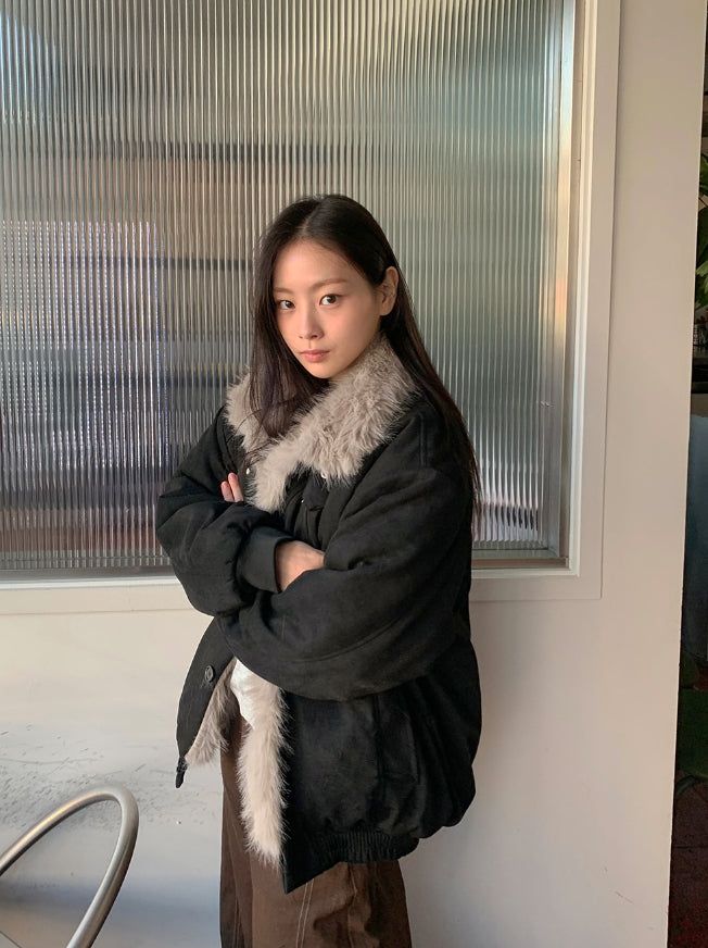 Camme Quilting High Neck Fur Mustang Jacket