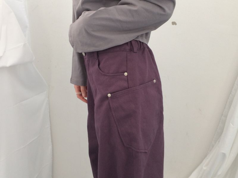 Semi-balloon pocket cotton pants