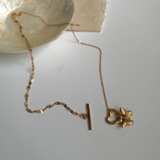 nna Heart Butterfly Toggle Bar Unique Necklace