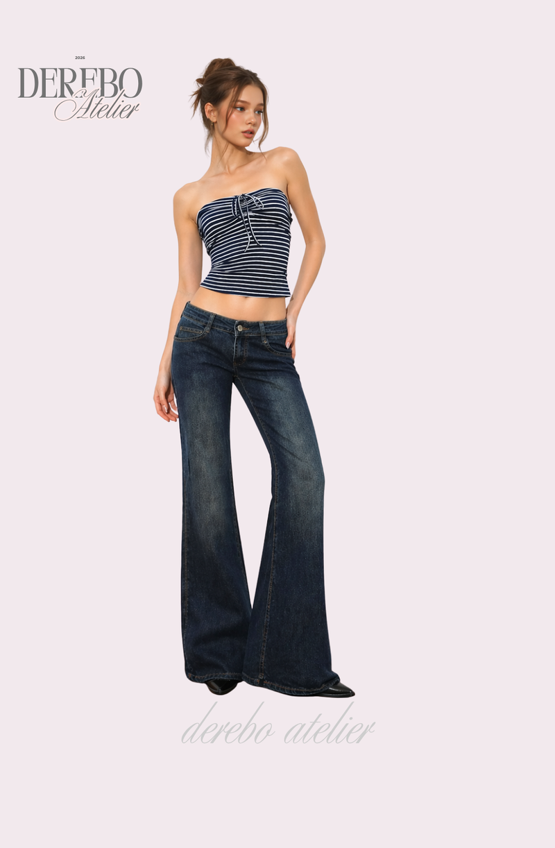 deep blue flow bootcut denim pants, regular (REGULAR)