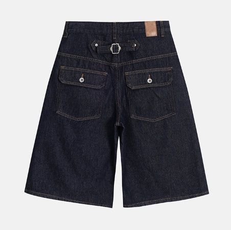 Lowd Adjust Wide Denim Bermuda Pants