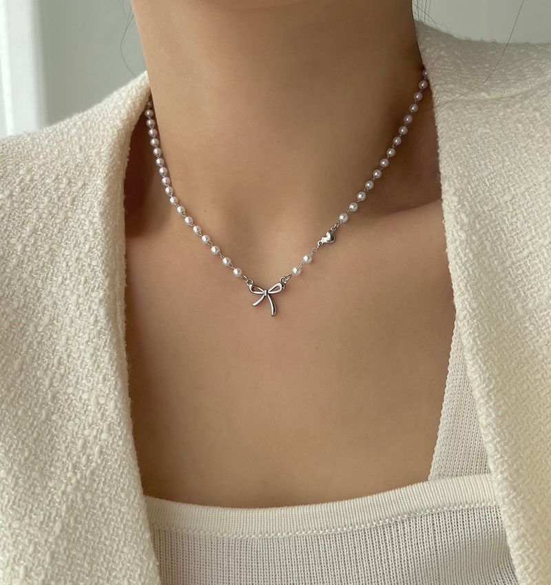 ari Ballet Core Ribbon Serious Steel Freshwater Pearl Short Choker Ball Layered Necklace (choose from 2)