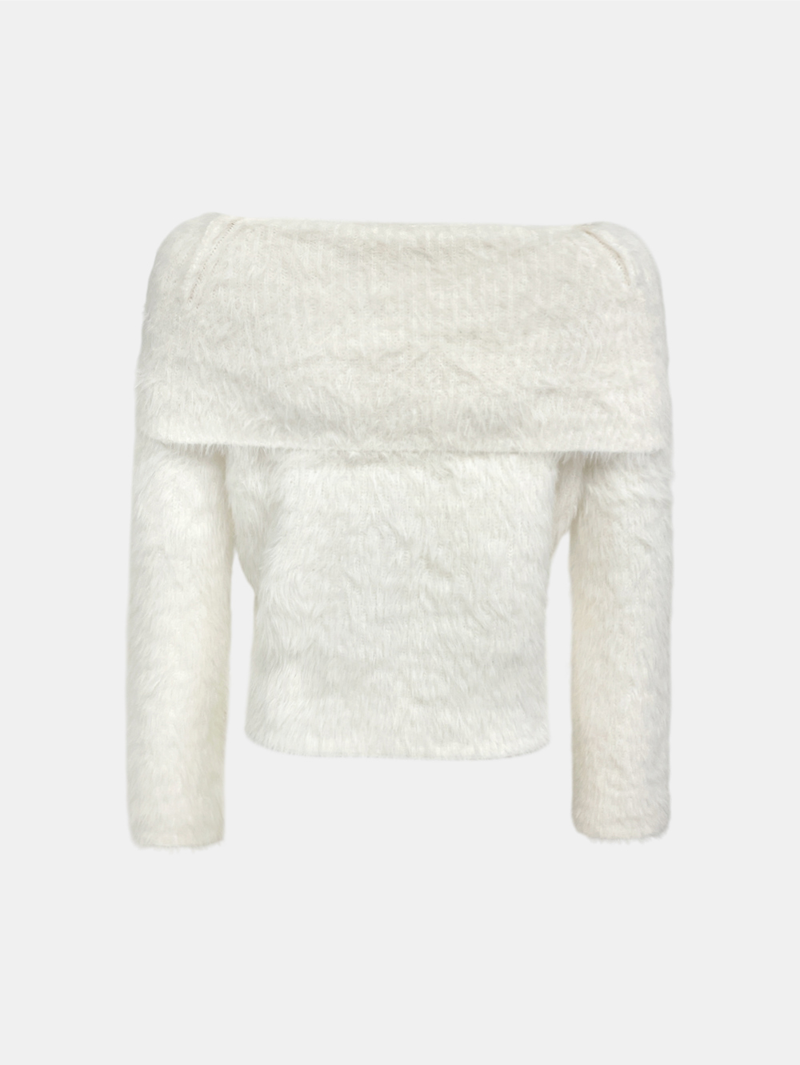 Elle Ribbon Fur Shoulder Knit