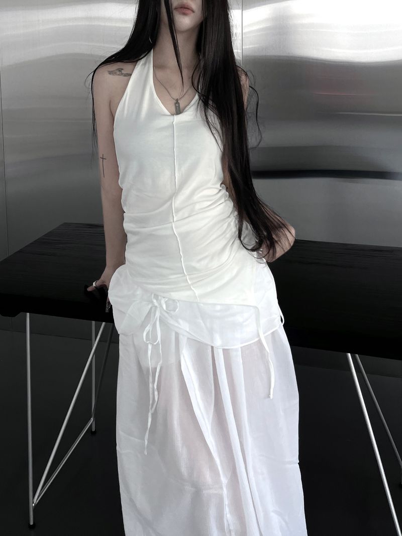 clean unbalanced strap sleeveless (2color)