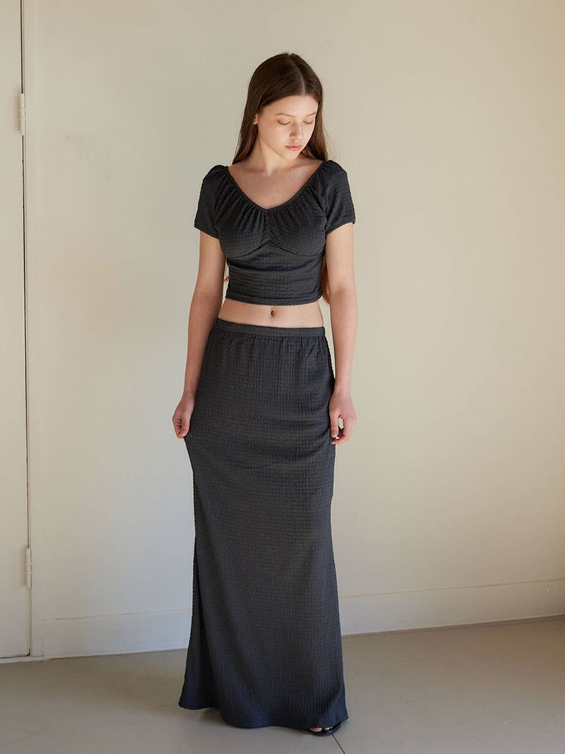 MOIFAIRE(モイフェア)の「ROSE LONG SKIRT / CHARCOAL(Skirts)」