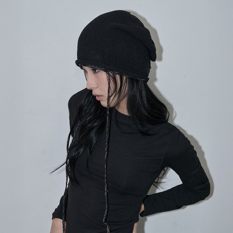 ZIZEMUSEUM（ジゼミュージアム）の「ロングストリングメッシュビーニー (BLACK)（帽子）」