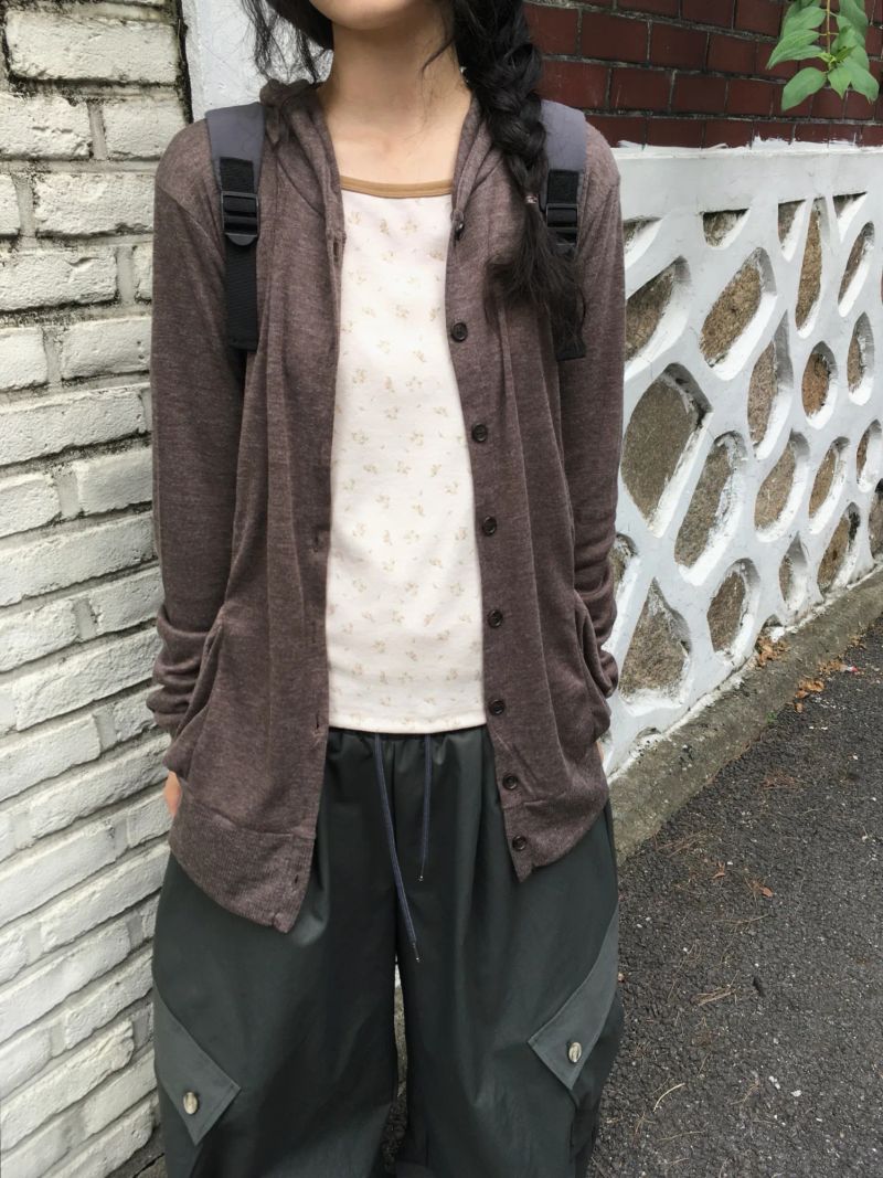 ポケット フード カーディガン