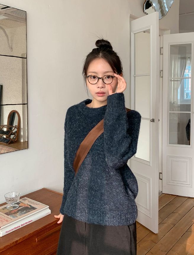 BAON（バオン）の「Pencuff Color Mohair Round Wool Knit（Tops）」