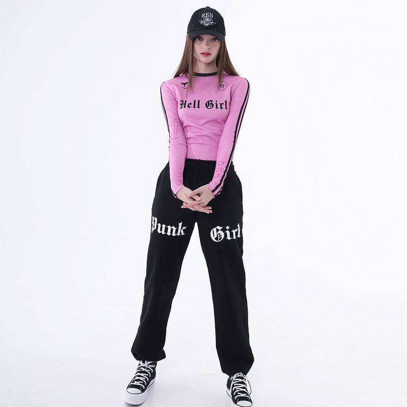 1 0 punk girl jogger pants - BLACK