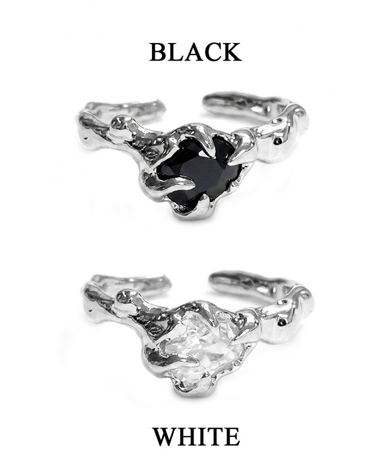 Unique Black White Stone Ring