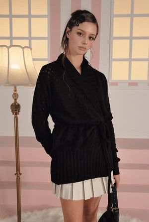 threetimes（スリータイムズ）の「Milky wrap cardigan - black   （Tops）」