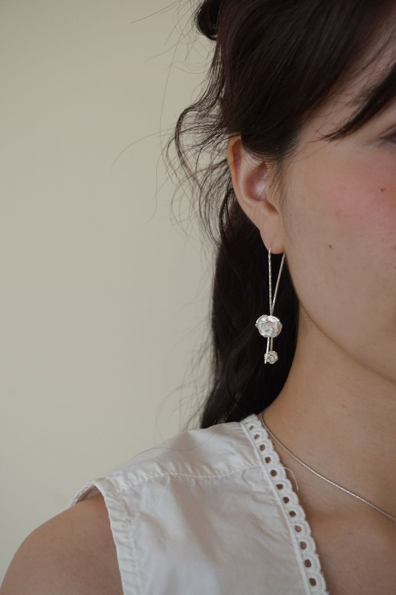 [MADE]DOUBLE FLOWER DROP EARRING