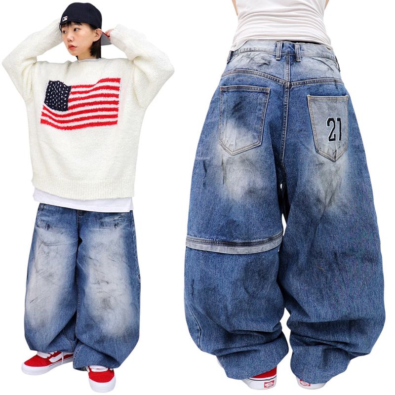 Vintage Embroidered Denim Balloon Pants
