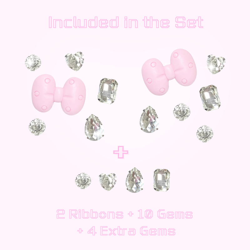 cute ribbon jibbitz set