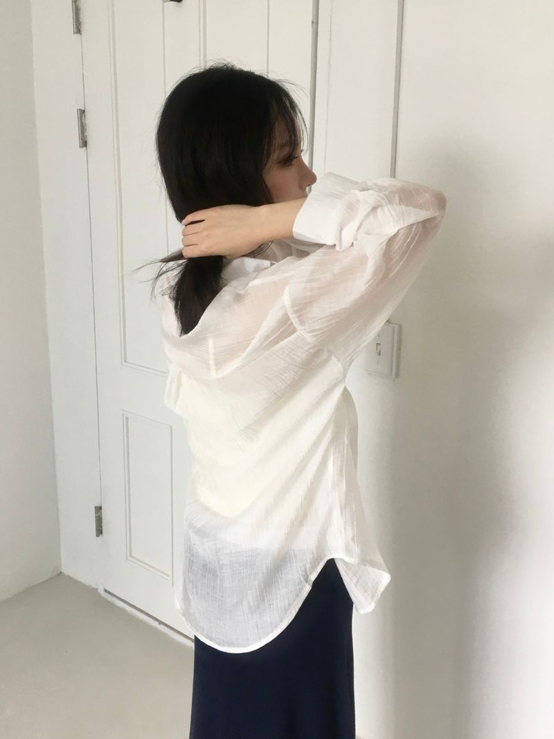 Airy Shell See-Through Shirt (7c)