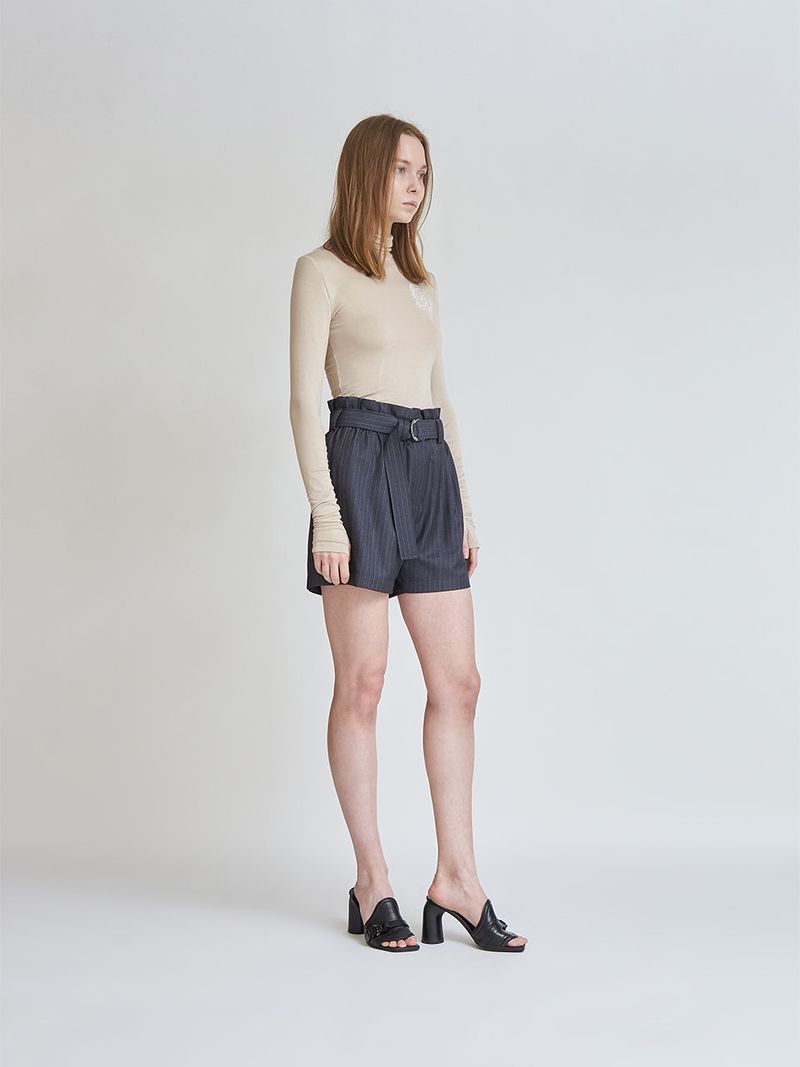 HIGH WAIST BELT BANDING HALF PANTS