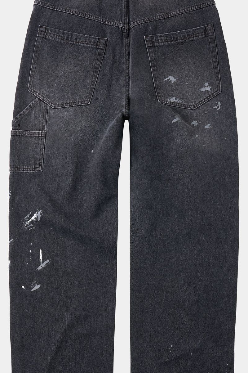 Aged Splatter Carpenter Denim Pants(Washed Black)