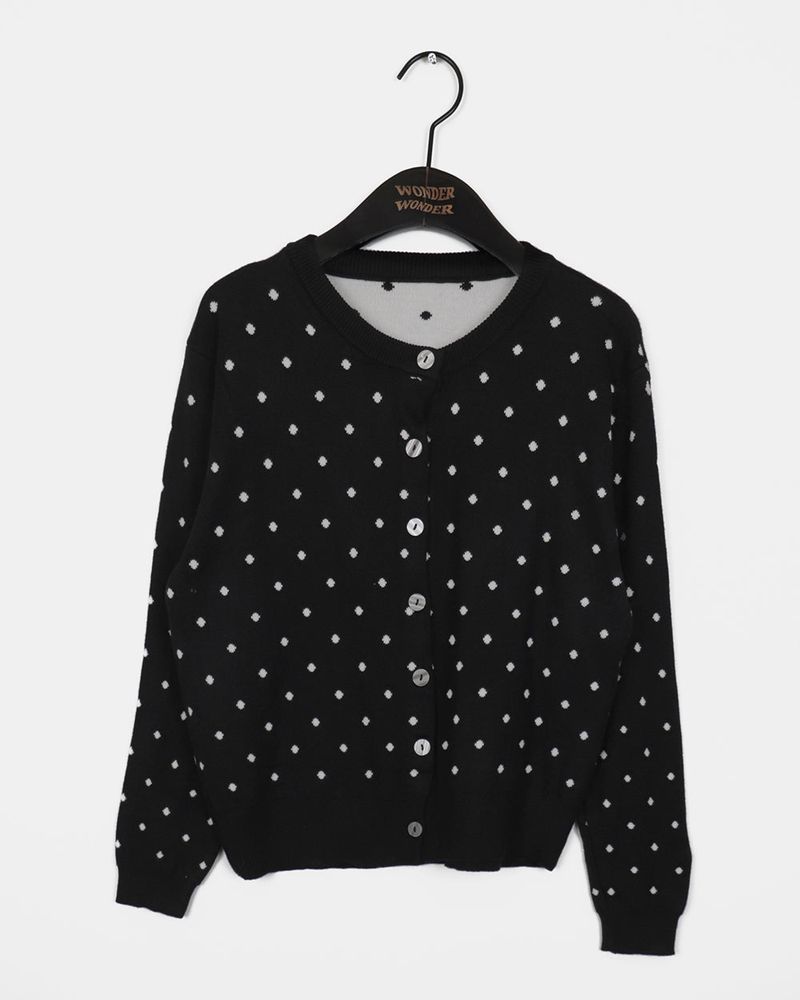 Hepo Dot Round Knit Cardigan