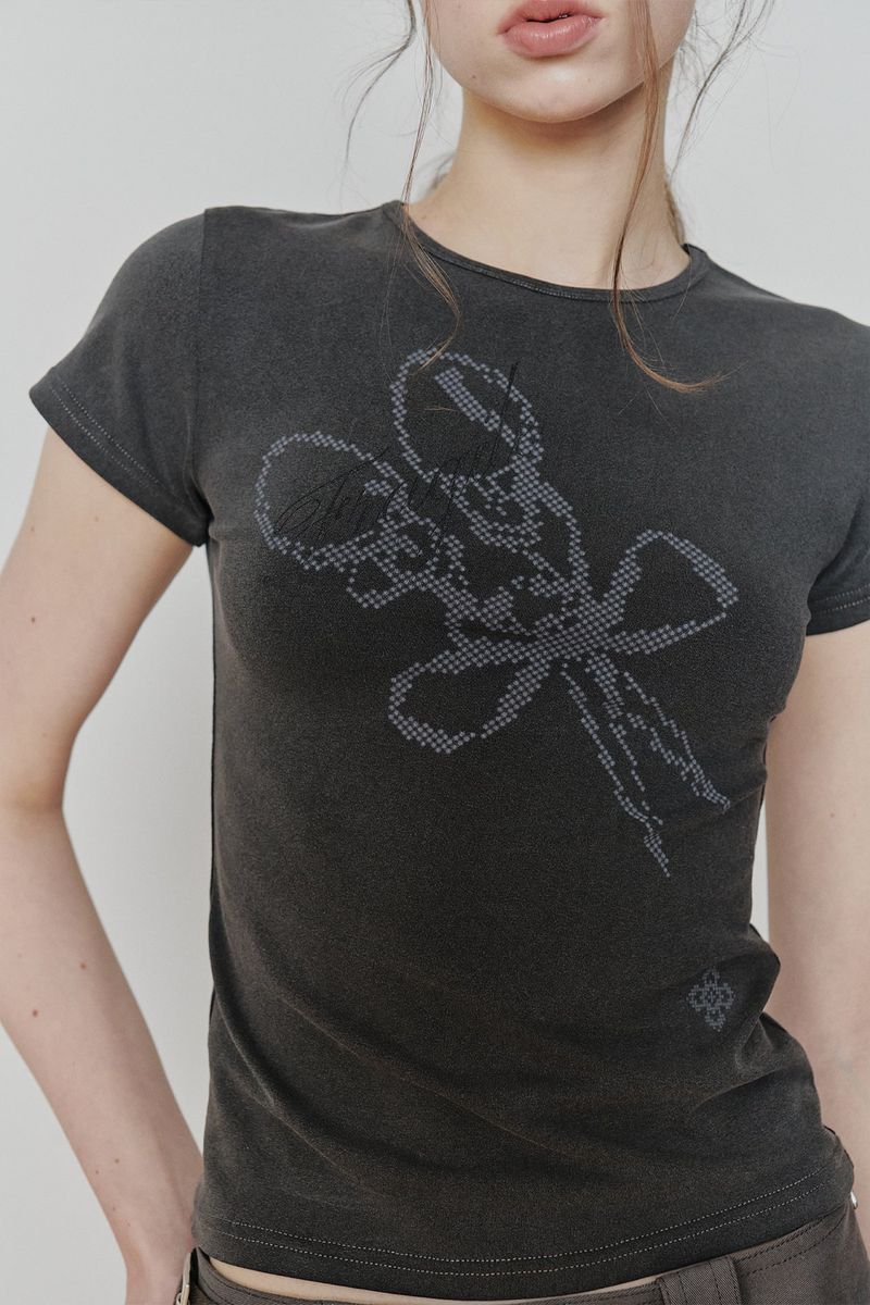 FRAGILE GRAPHIC TEE charcoal