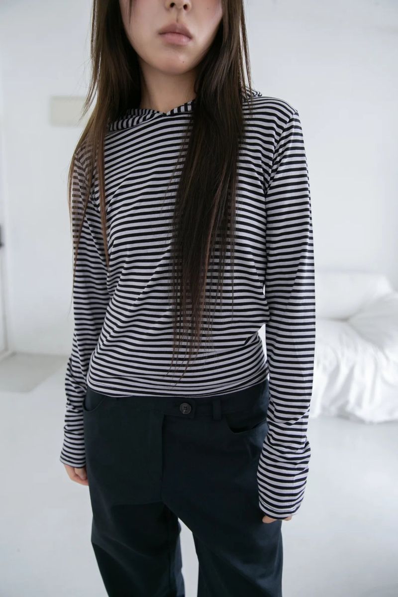 stripe regular hood top(2colors)