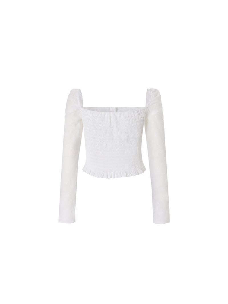 Ribbon square blouse (Ivory)