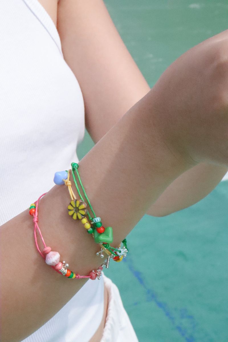 Silver 925 Toggle color beads bracelet