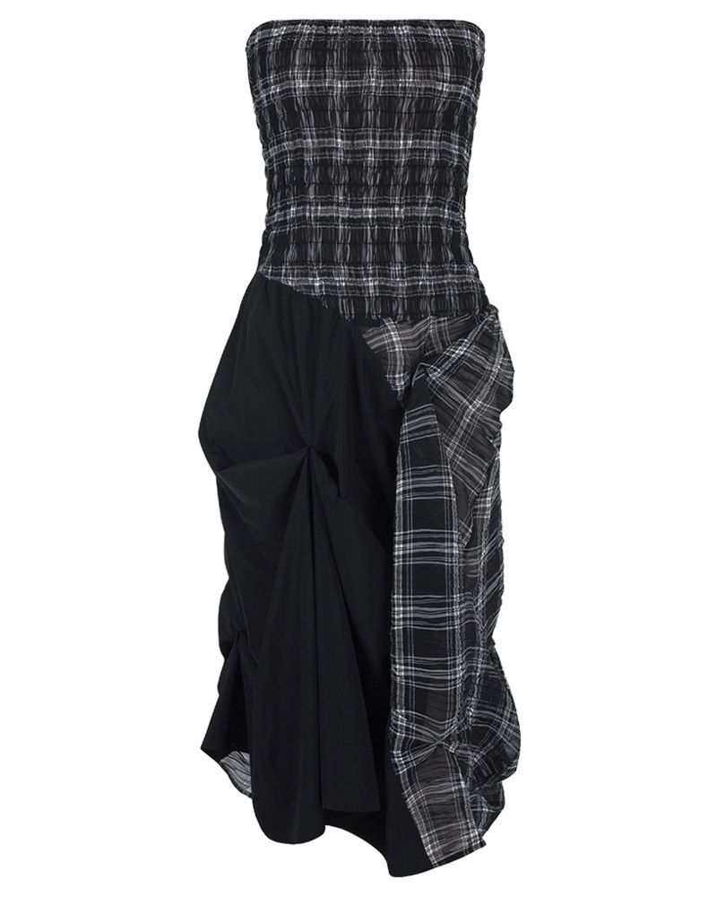 DOZI - Smocking Draped Dress _ Black