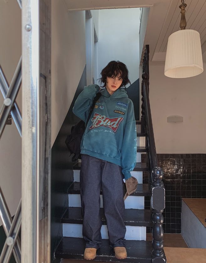 Bird Print Overfit Hoodie