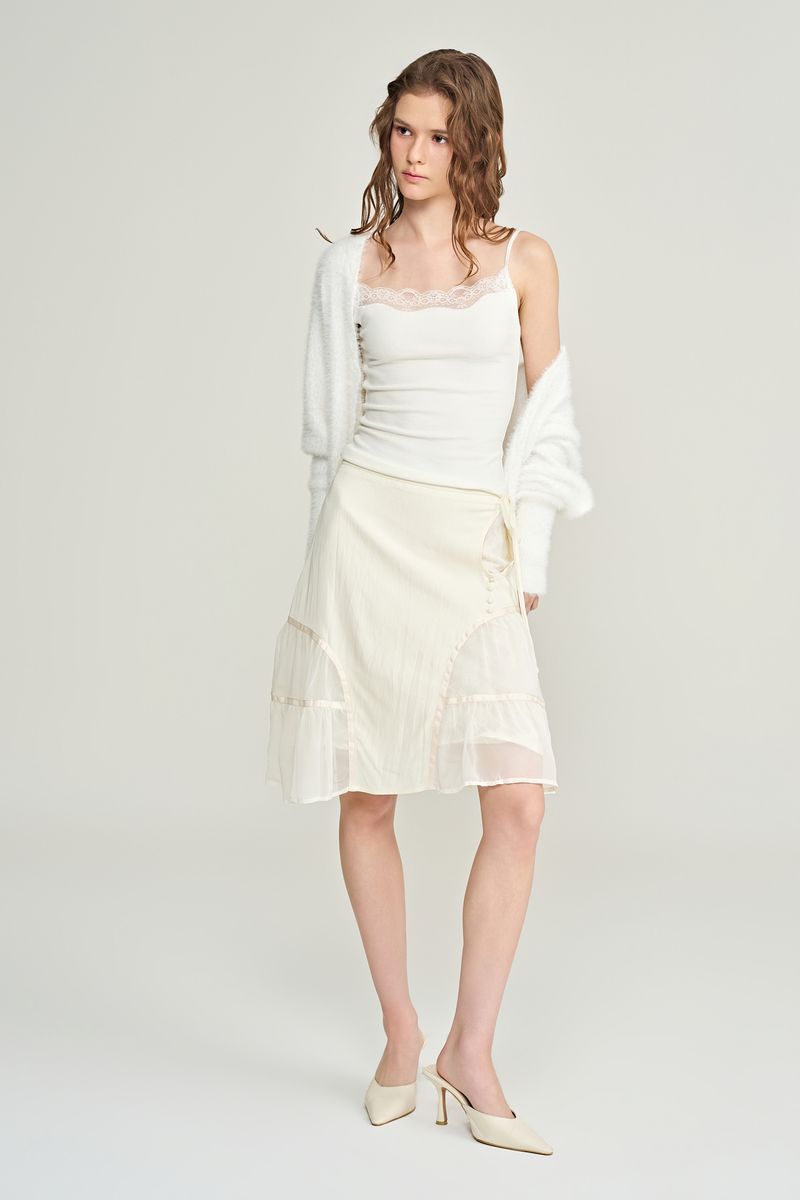 Rose terrace ruffle skirt, Ivory