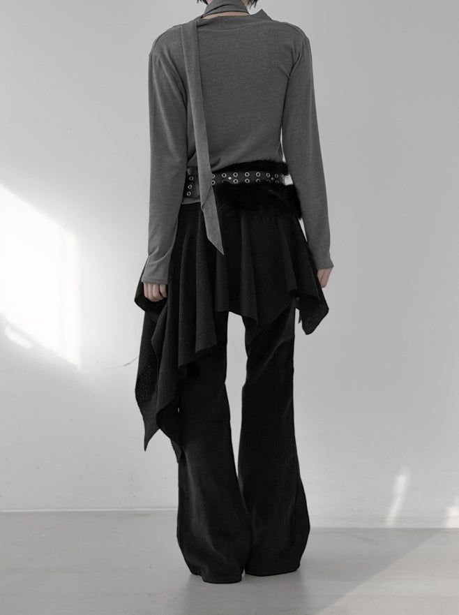 Waffle Unbalanced Flare Skirt