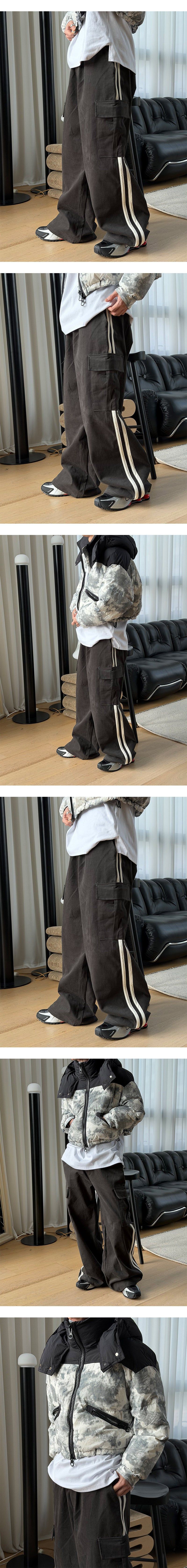 [Unisex] Track suede cargo pants(3color)
