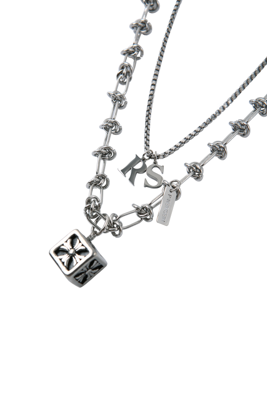 Antique dice layered RS necklace