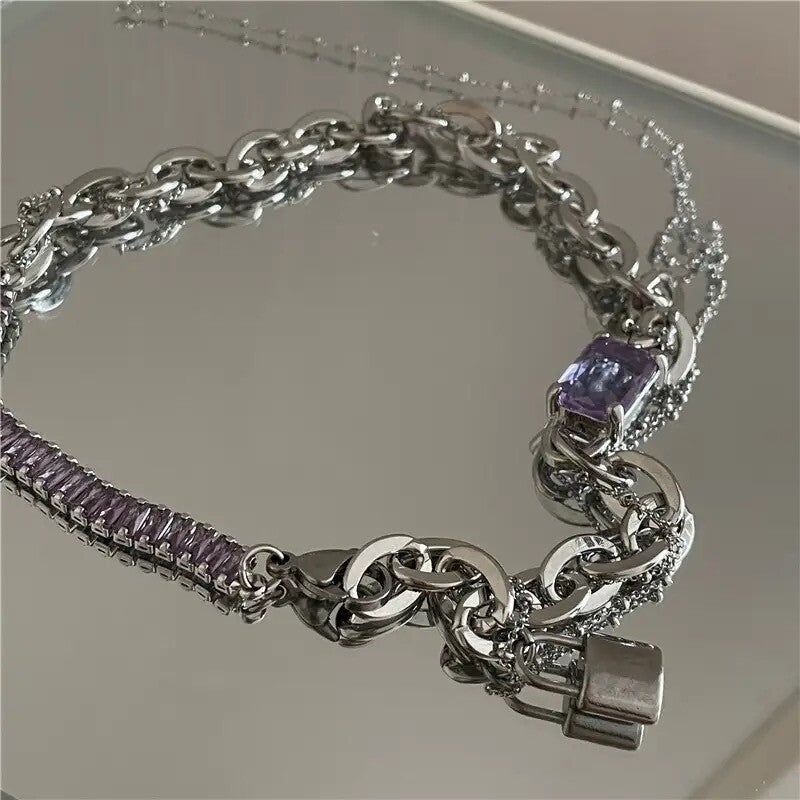MÜCE（ミュセ）の「0062 [Monsta X I.M pick] Violet square zirconia chain dropped necklace（Accessories）」