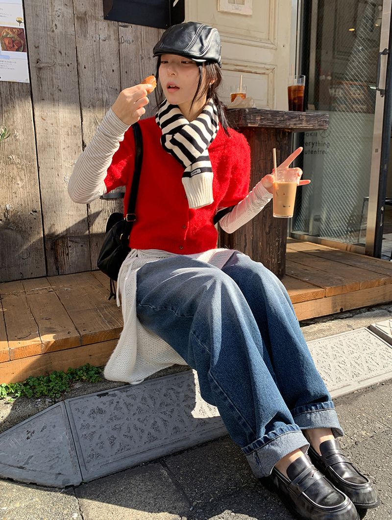 KNIT STRIPE MUFFLER (2C)