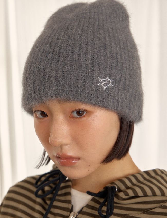 HAIRY KNIT BEANIE (GRAY)