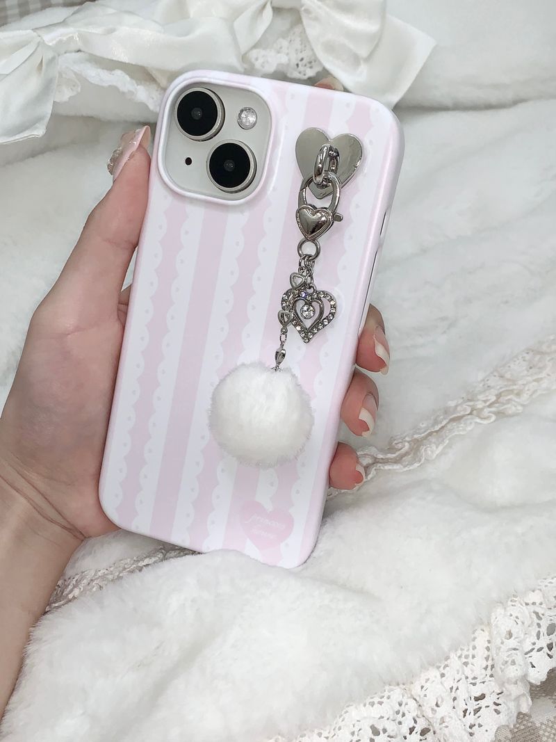 heart pompom keychain