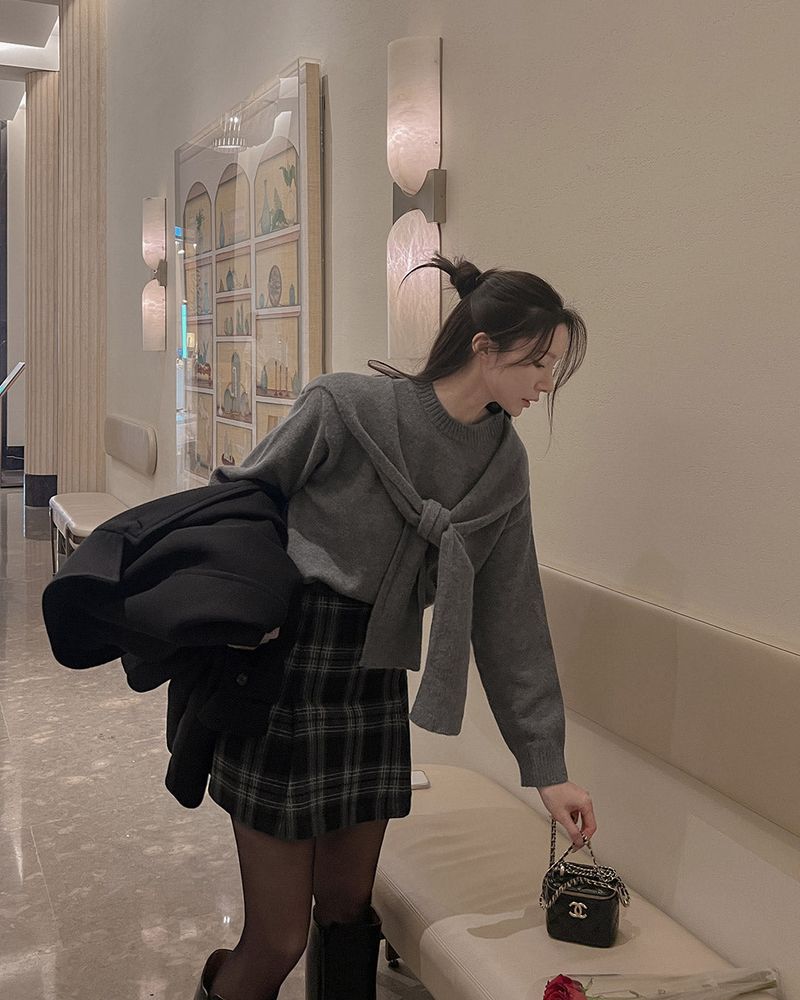 Checked mini skirt