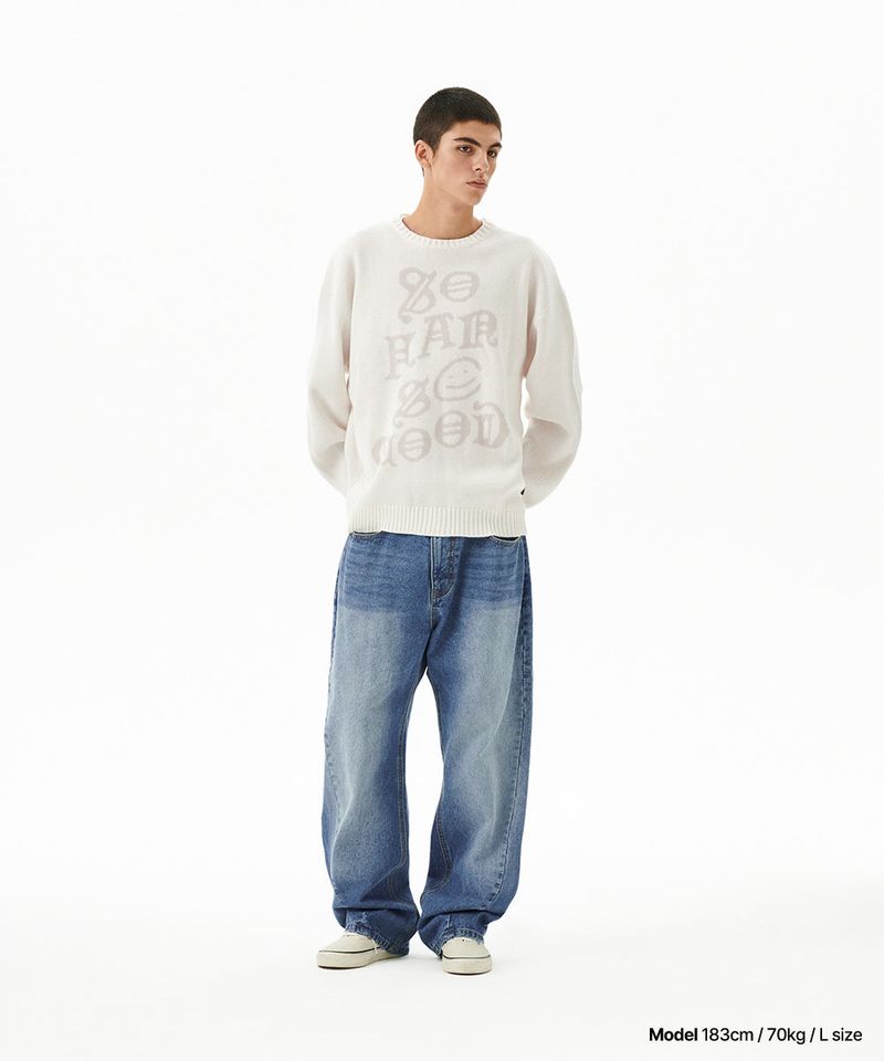 BACK LOGO WASHED DENIM PANT