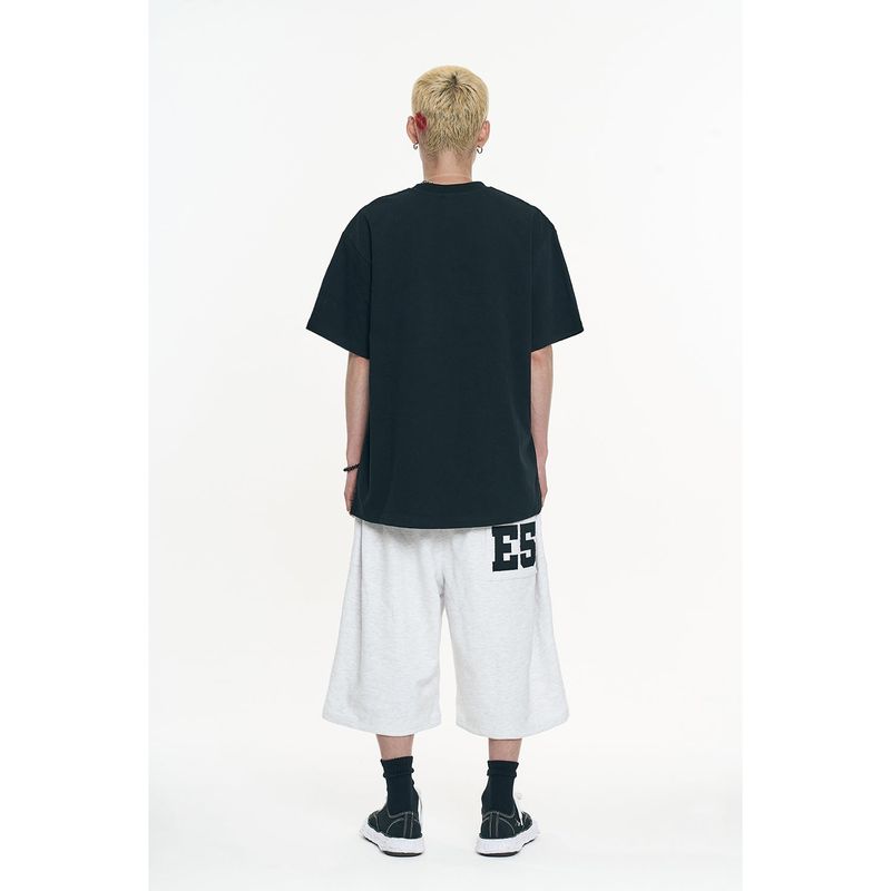 Check Applique Patch Short Sleeve - Black