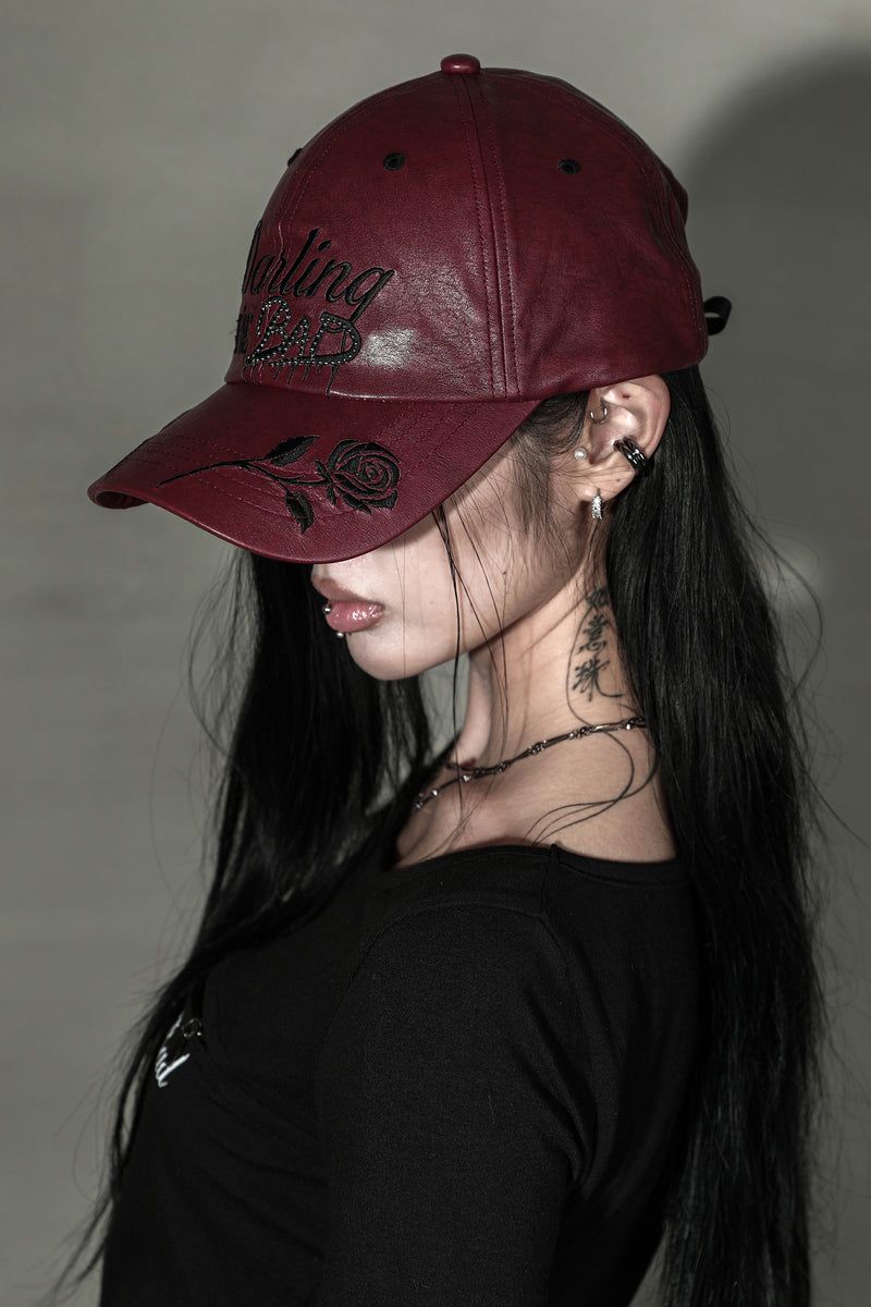 DYB LEATHER BALL CAP #WINE