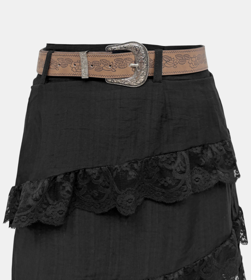 Ruffle Lace Asymmetric Skirt