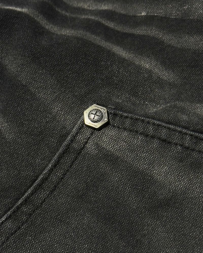 Black coated wide pants