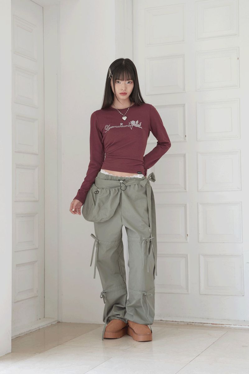 RIBBON STRING PANTS .WITH BAG (KHAKI)
