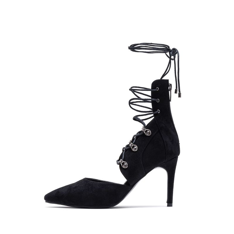 SSIMEEZ（シミズ）の「Suede Lace-Up Stiletto Heel(Black)（Shoes）」