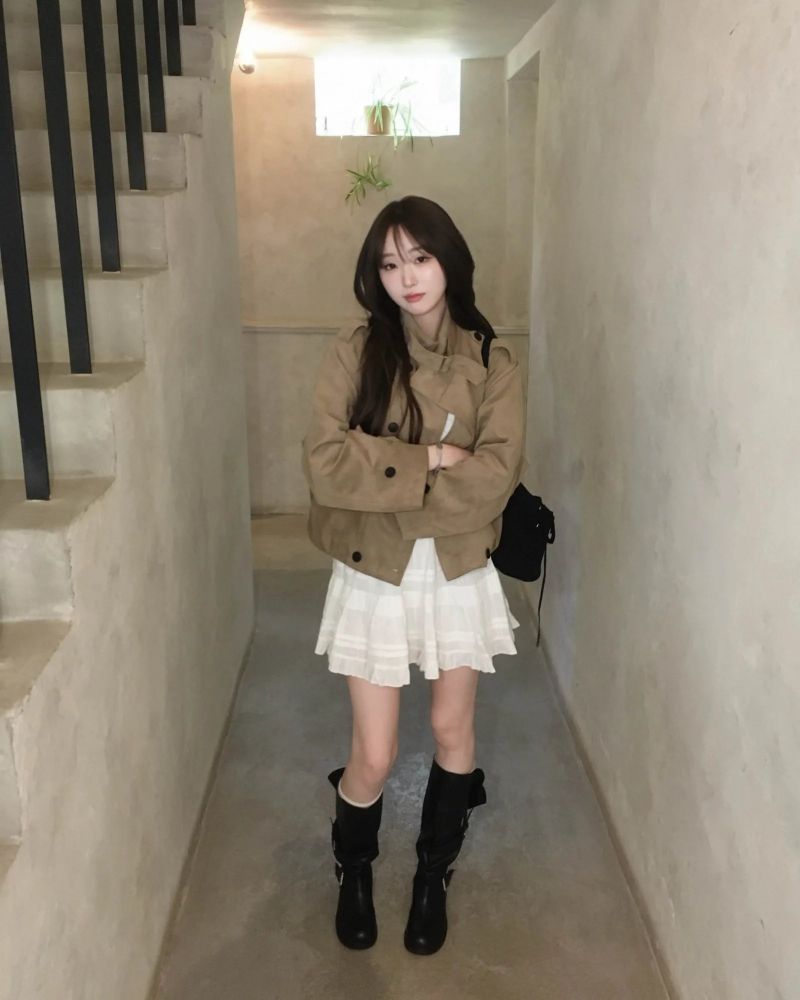 Suede crop trench jacket