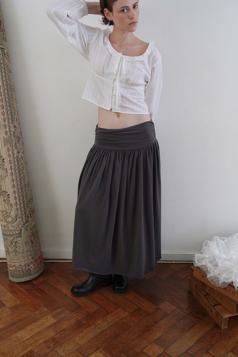 Mona shirring skirt_charcoal