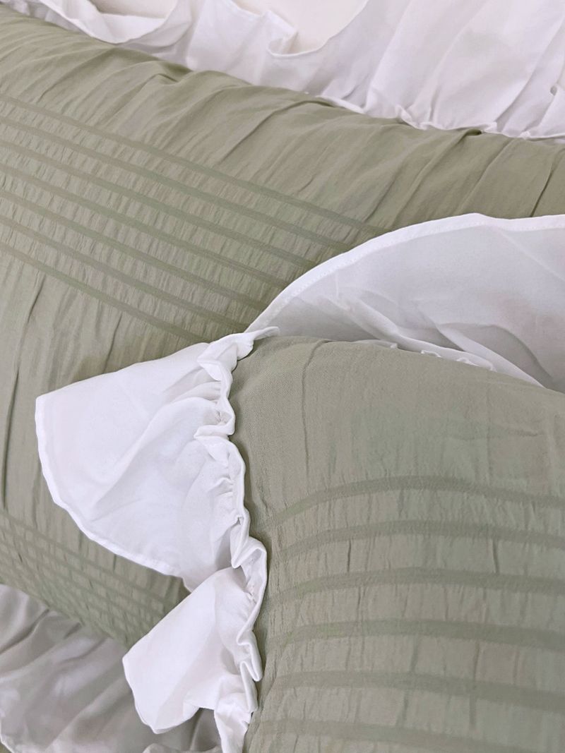 Shirring ruffle light comforter set - Milky Green - SS