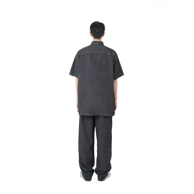 BLACK FAKE DENIM HALF SHIRTS