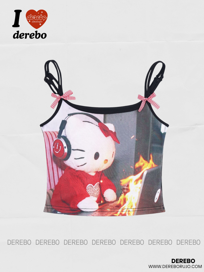 dereborujo(ドレボルゾー)の「Fuzzy Cartoon Bow Sleeveless Camisole Tea(Tops)」