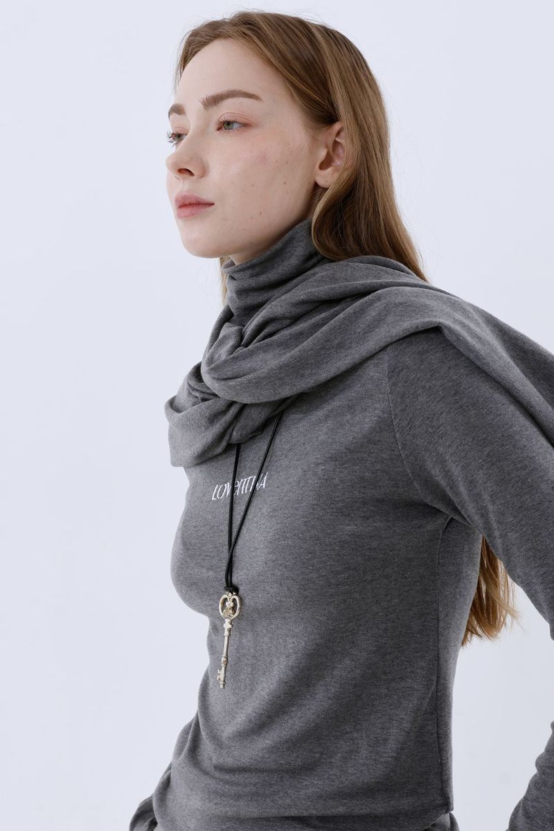 Loventina(ラヴェンティナ)の「CAPE T-SHIRT COMBI SETUP_CHARCOAL(Tops)」